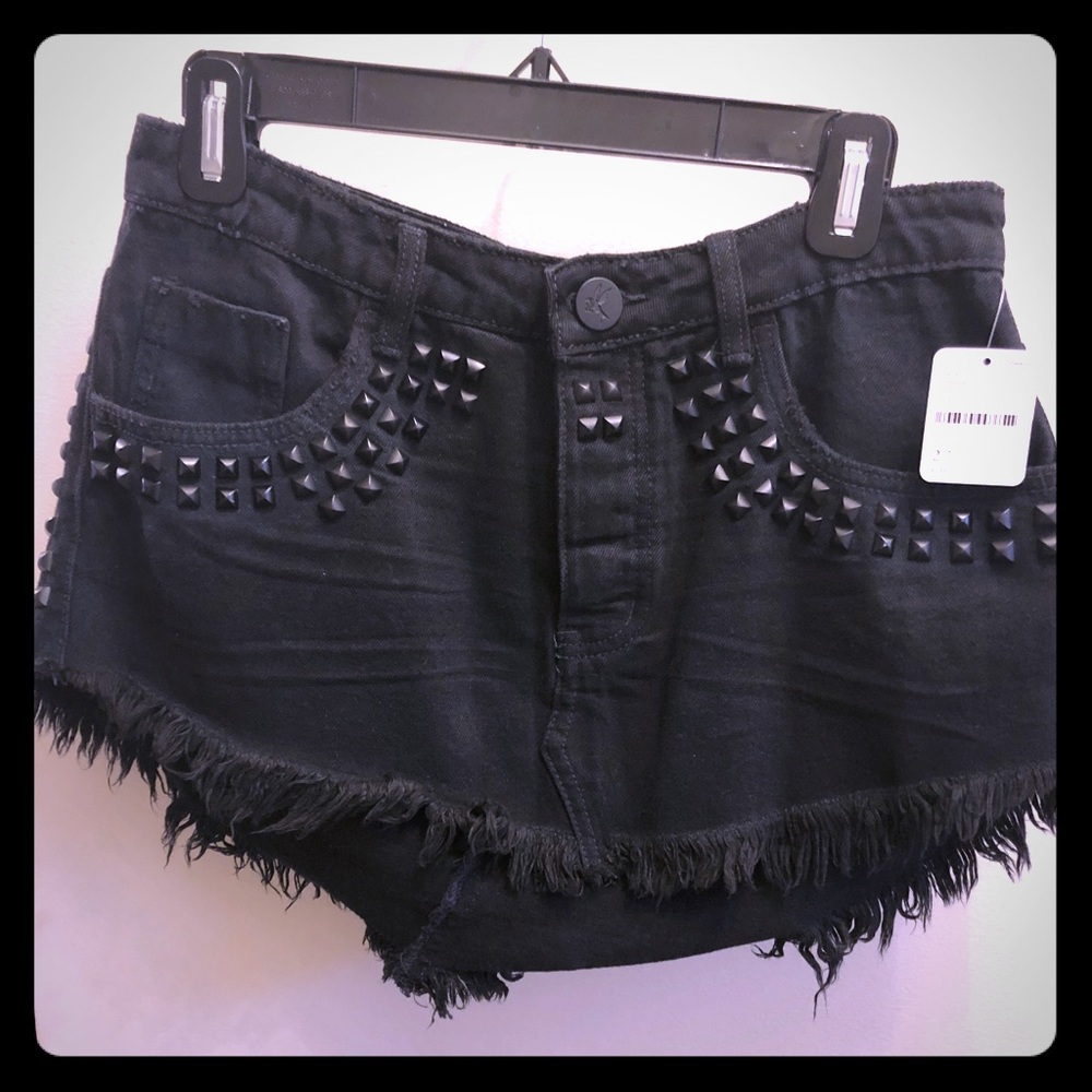 One teaspoons black studded mini skirt